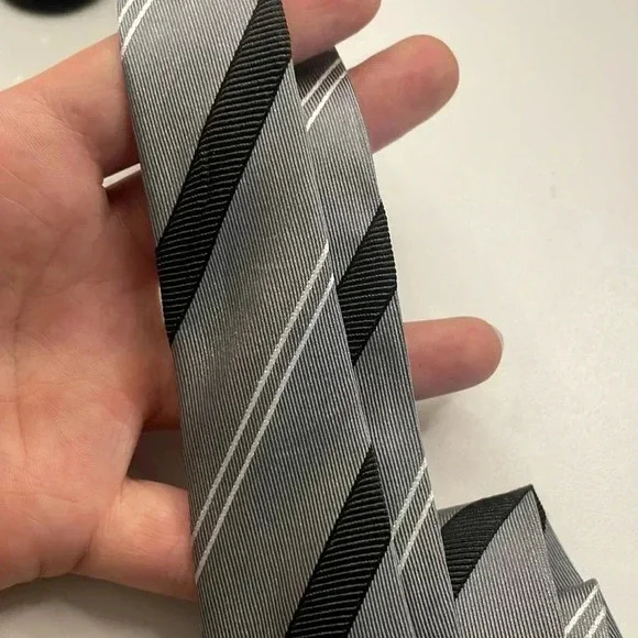 Versace collection gray black striped tie - Picture 6 of 7
